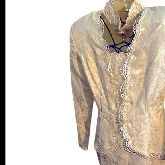 Jessica McClintock Bridal Satin CACHET Holiday Victorian Dress Suit Sz 10 Women - Picture 2 of 12